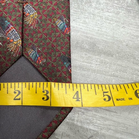Sartori Red & Olive Fishing Lure Pattern Silk Tie - Picture 4 of 4